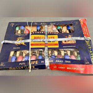 VTG Holly Lite Large Multicolor 25 Bulb Lamps Burn Independently Weatherproof